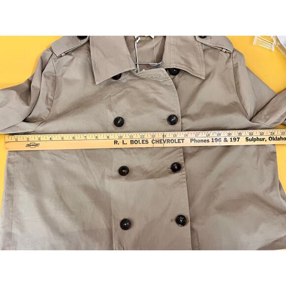 78&Sunny Button Front Double Breasted Cropped Trench Coat Tan Women's XL NWT - Picture 5 of 7
